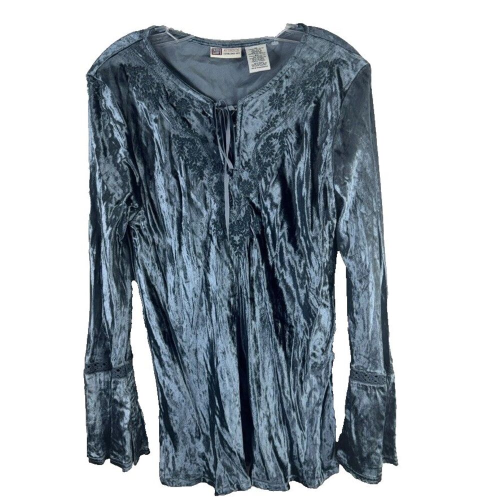 Vintage Faded Glory y2k 90's Women XL Bell Sleeve Crushed Velvet Whimisgoth Arts